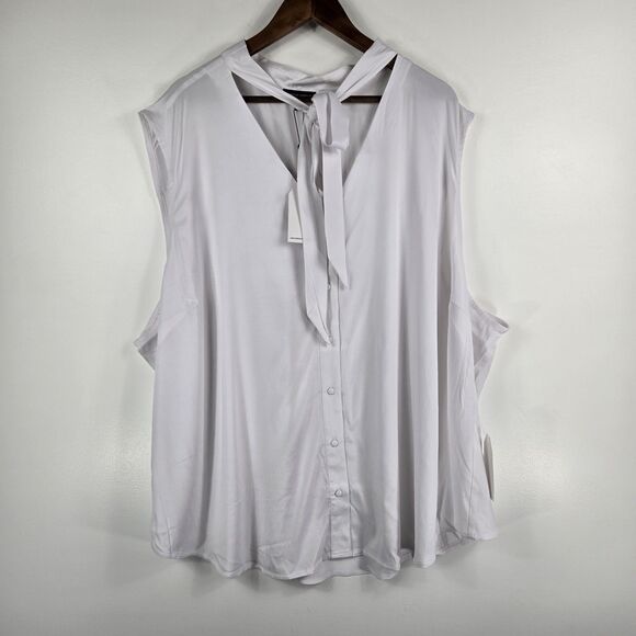 Universal Standard Women's Size 3XL White Tank Top Necktie Bow NWT - Picture 1 of 7